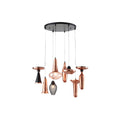 ** **Moderne hanglamp met koperaccenten en diverse vormen**
