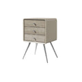 **Moderne nachtkast met 3 lades en metallic poten**
