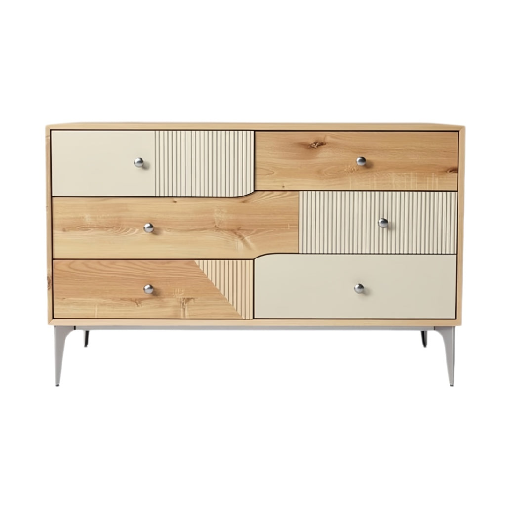 **Titel: Moderne Dressoir met Houtlook en Abstracte Patronen**